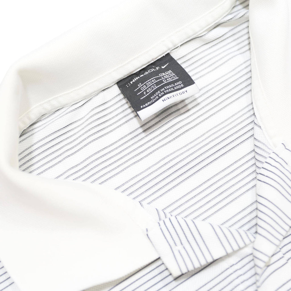 NIKE Mens White & Grey Striped Short Sleeve Polo Shirt M Lightweight Sportswear