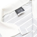 NIKE Mens White & Grey Striped Short Sleeve Polo Shirt M Lightweight Sportswear