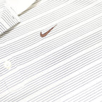 NIKE Mens White & Grey Striped Short Sleeve Polo Shirt M Lightweight Sportswear