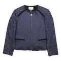 SANDRO Womens Blue Wool Blend Zip Jacket S Jacquard Pattern Elegant Style