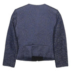 SANDRO Womens Blue Wool Blend Zip Jacket S Jacquard Pattern Elegant Style