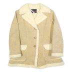 WIMAN Womens Beige Faux Shearling Button Jacket L Suede Style Winter Coat