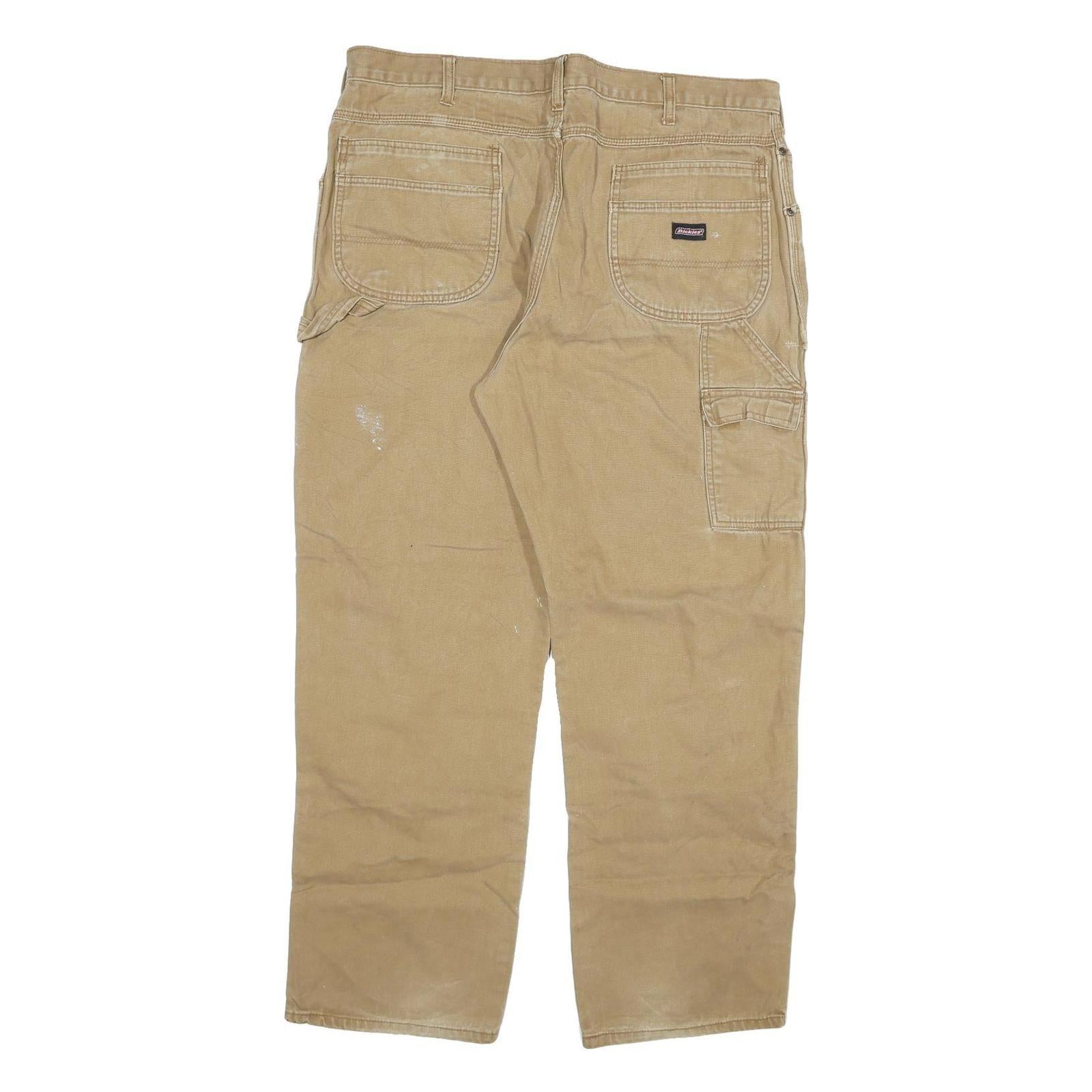 DICKIES Mens Regular Fit Beige Cotton Blend Denim W40 L32 Durable Workwear Jeans