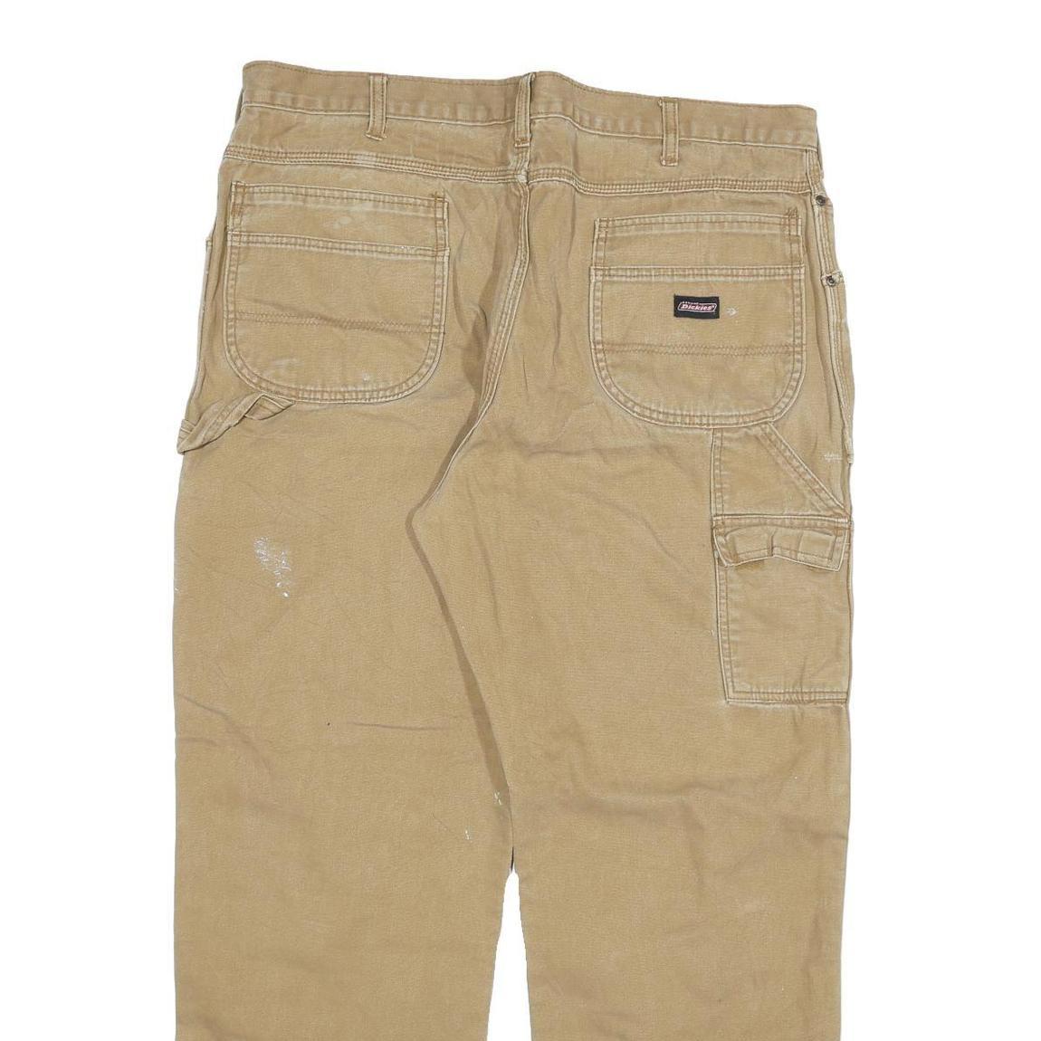 DICKIES Mens Regular Fit Beige Cotton Blend Denim W40 L32 Durable Workwear Jeans