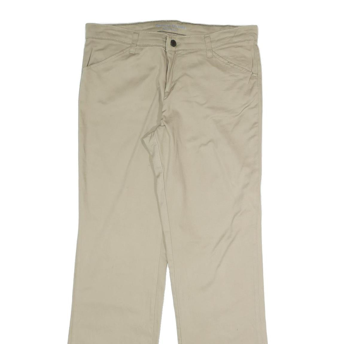 DICKIES Womens Cotton Blend Beige Regular Straight Trousers W33 L31 Workwear Zip