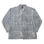 CB Mens Blue & Cream Pattern Cotton Blend Shirt XL Casual Beachwear