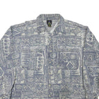 CB Mens Blue & Cream Pattern Cotton Blend Shirt XL Casual Beachwear