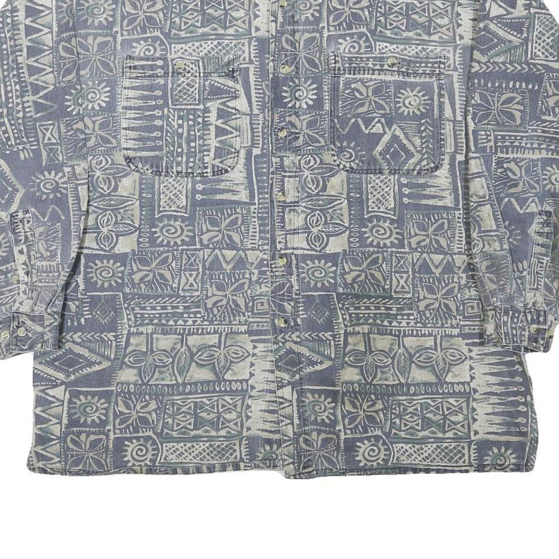 CB Mens Blue & Cream Pattern Cotton Blend Shirt XL Casual Beachwear