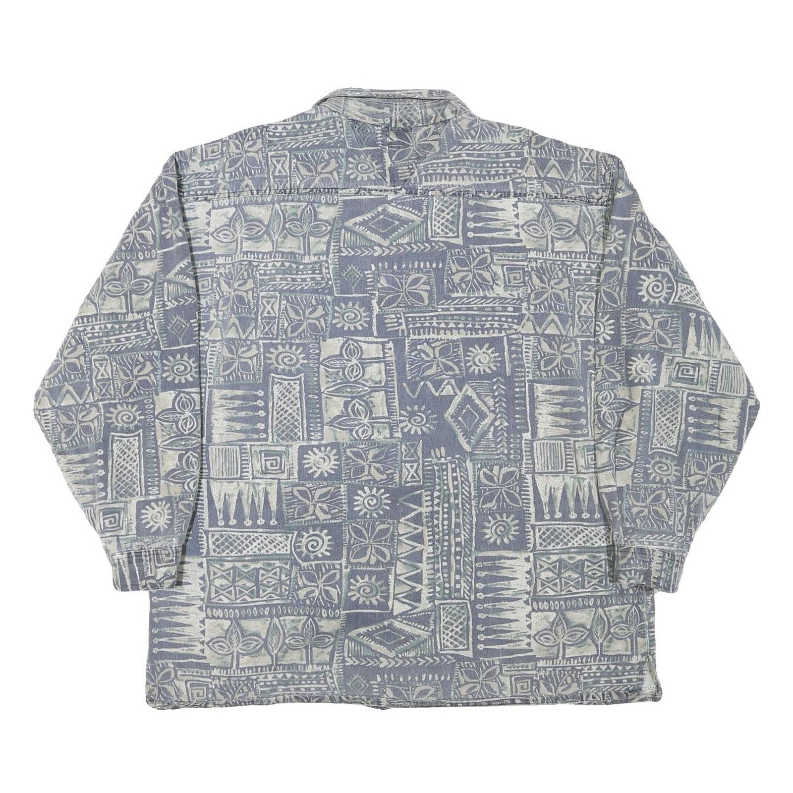 CB Mens Blue & Cream Pattern Cotton Blend Shirt XL Casual Beachwear