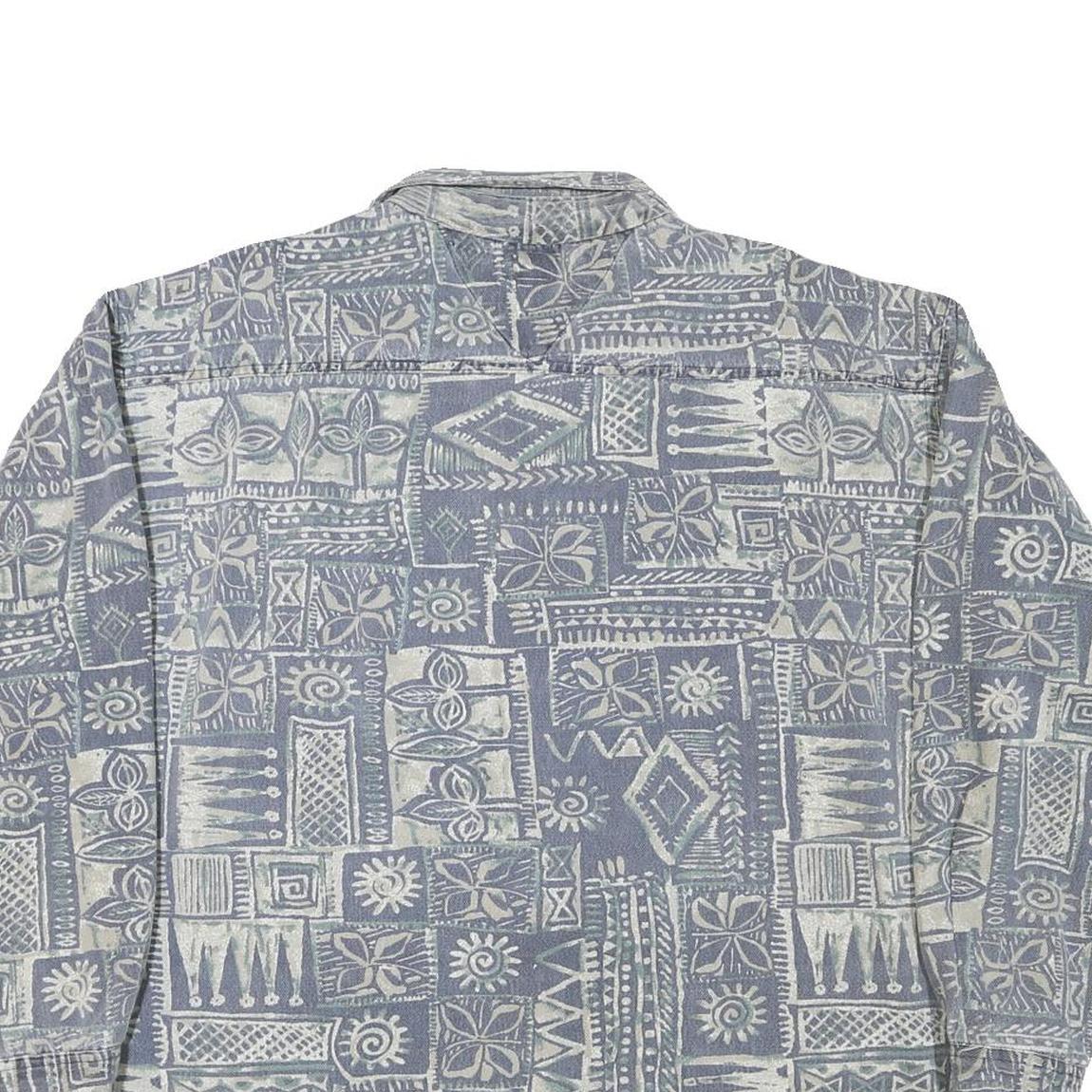 CB Mens Blue & Cream Pattern Cotton Blend Shirt XL Casual Beachwear