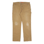 DICKIES Mens Regular Fit Workwear Jeans Beige Cotton Blend Zip W40 L34 Durable