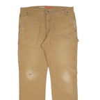 DICKIES Mens Regular Fit Workwear Jeans Beige Cotton Blend Zip W40 L34 Durable