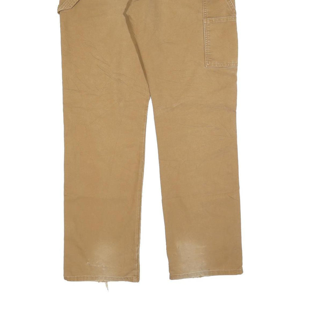 DICKIES Mens Regular Fit Workwear Jeans Beige Cotton Blend Zip W40 L34 Durable