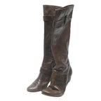 KENNETH COLE Womens Brown Leather Knee High Boots UK 7 Elegant Buckle Design