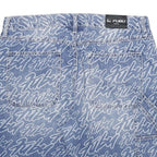 FUBU Mens Shorts Blue Casual Denim M W32 Branded Print Relaxed Fit