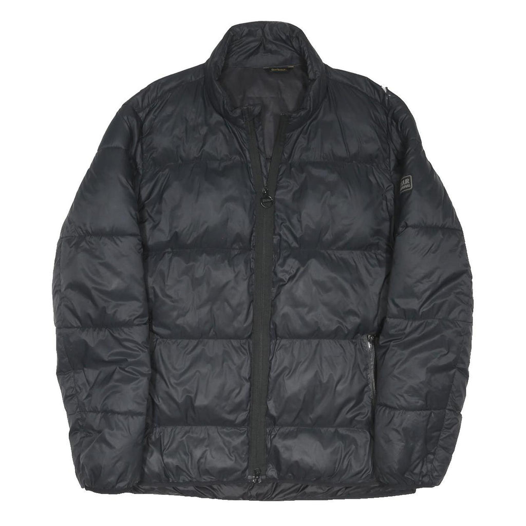 BARBOUR Mens Black Zip Jacket XL Polyester Blend Plain Lightweight Warm