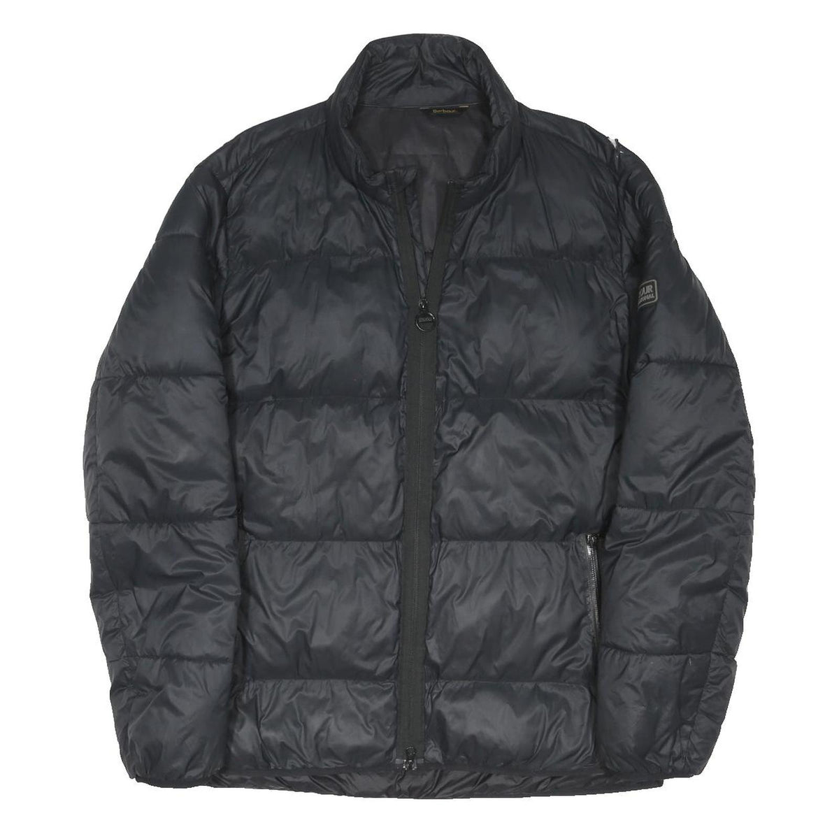 BARBOUR Mens Black Zip Jacket XL Polyester Blend Plain Lightweight Warm