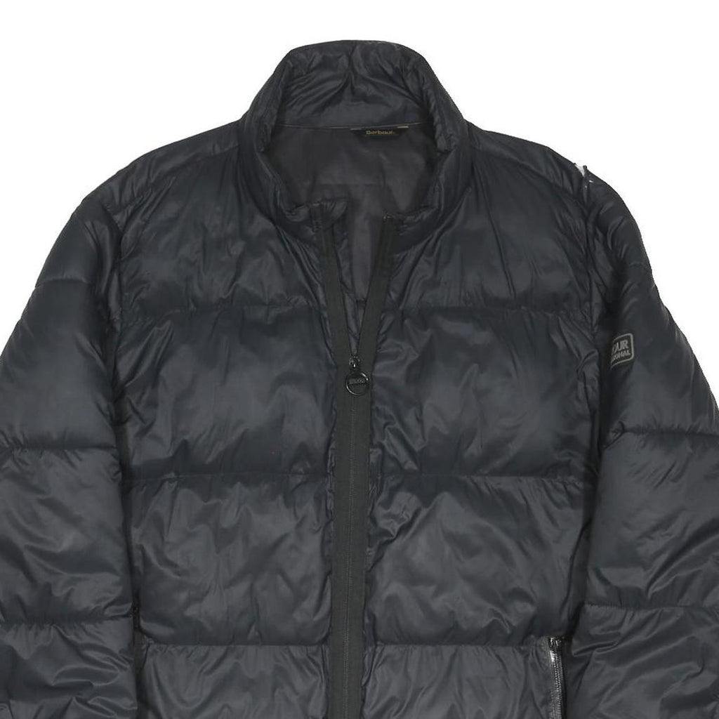 BARBOUR Mens Black Zip Jacket XL Polyester Blend Plain Lightweight Warm