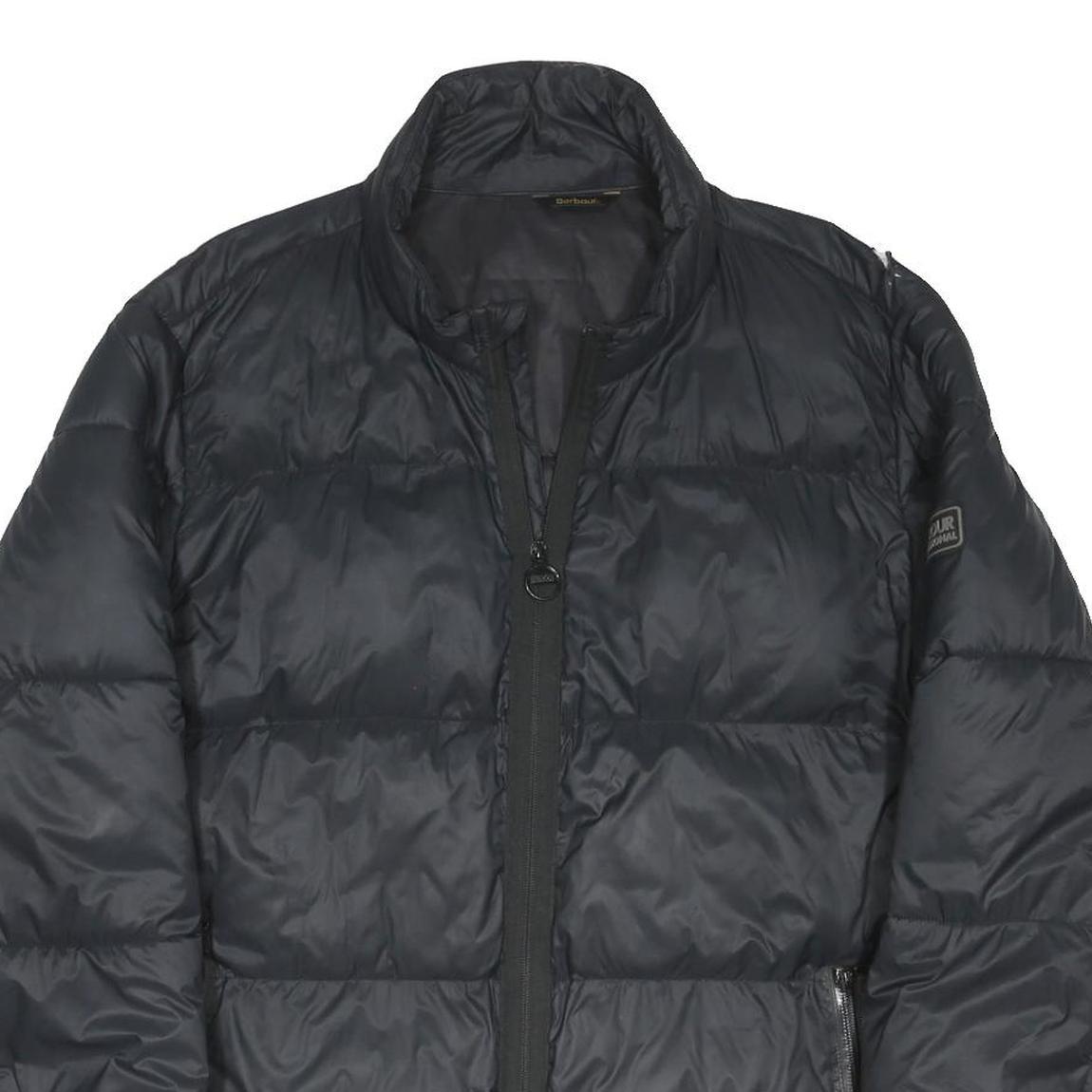 BARBOUR Mens Black Zip Jacket XL Polyester Blend Plain Lightweight Warm