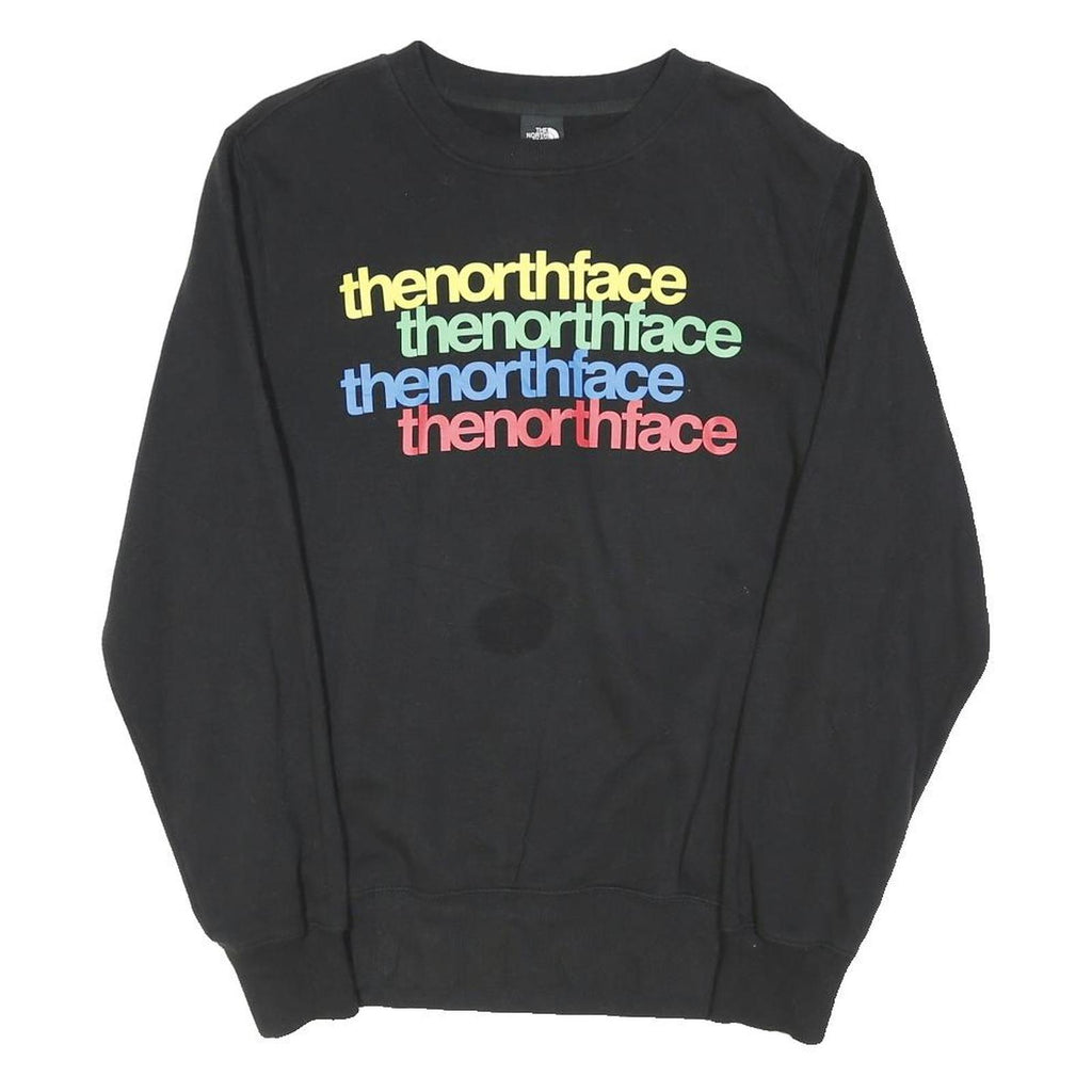 THE NORTH FACE Mens Black Rainbow Logo Crew Neck M Sweatshirt Cotton Blend