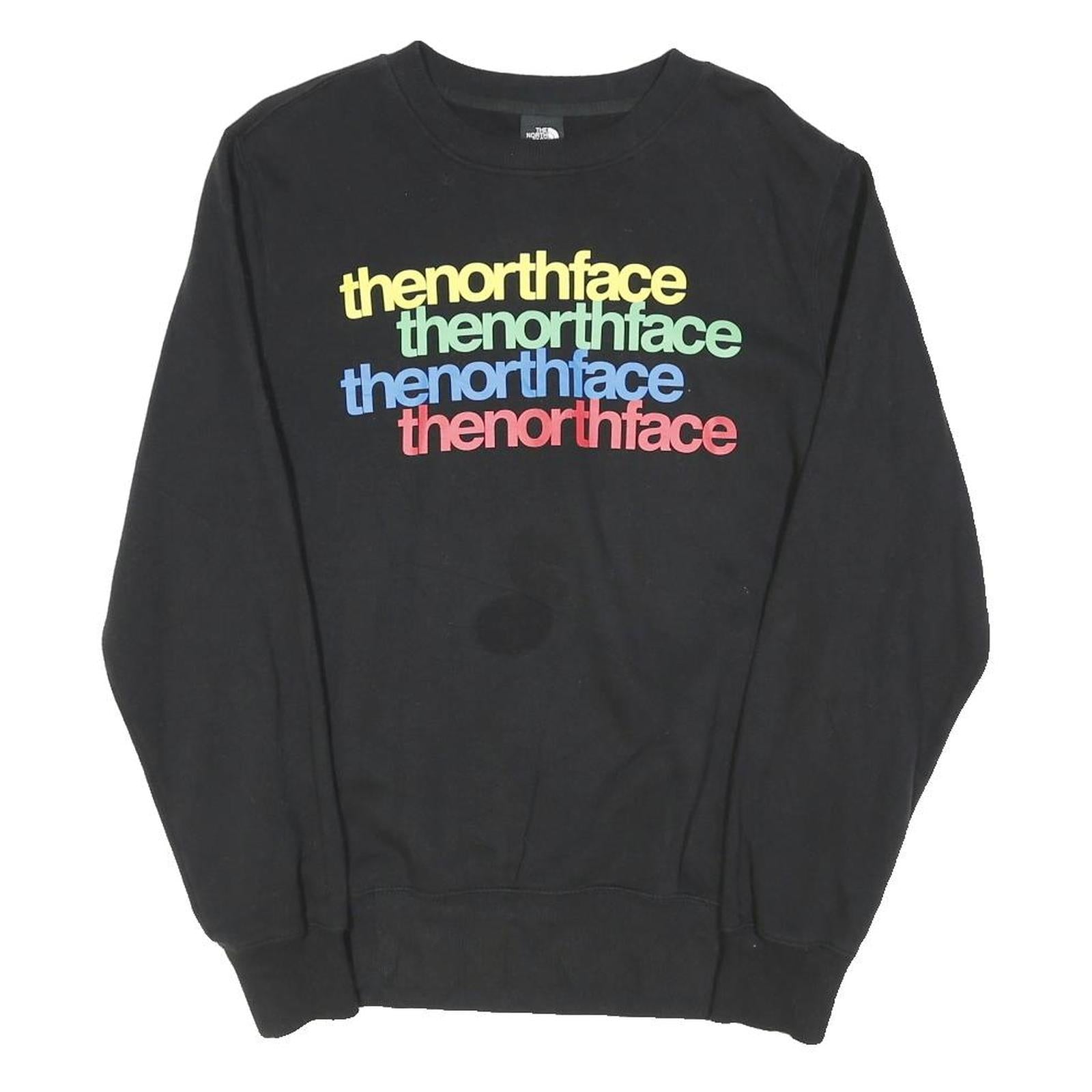 THE NORTH FACE Mens Black Rainbow Logo Crew Neck M Sweatshirt Cotton Blend