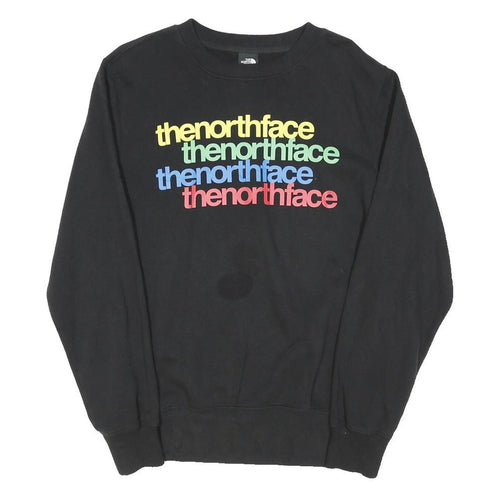 THE NORTH FACE Mens Black Rainbow Logo Crew Neck M Sweatshirt Cotton Blend