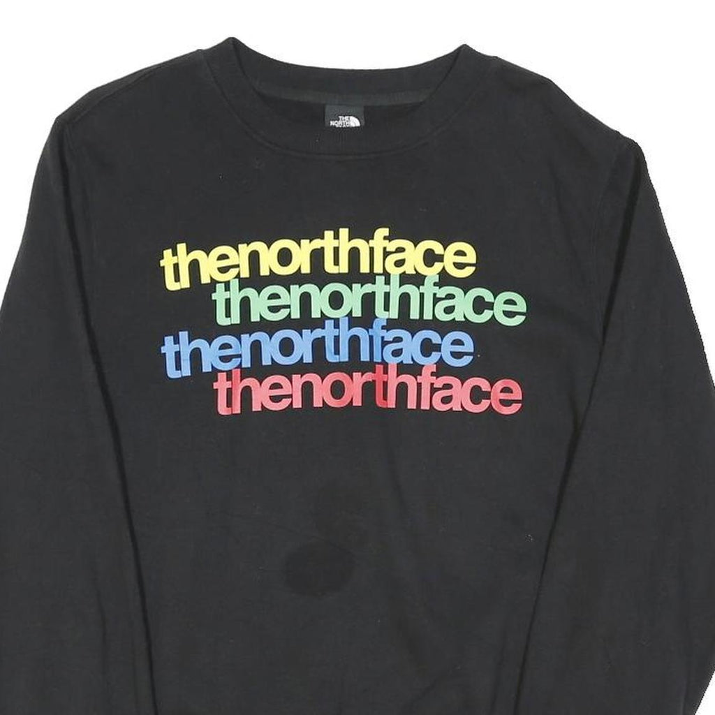 THE NORTH FACE Mens Black Rainbow Logo Crew Neck M Sweatshirt Cotton Blend