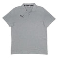 PUMA Mens Grey Short Sleeve Plain Polo Shirt L Cotton Casual Sport