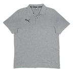 PUMA Mens Grey Short Sleeve Plain Polo Shirt L Cotton Casual Sport