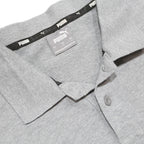 PUMA Mens Grey Short Sleeve Plain Polo Shirt L Cotton Casual Sport