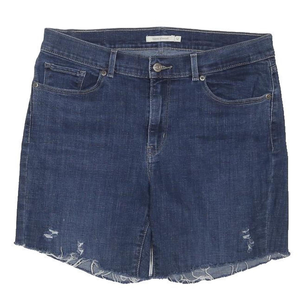 LEVI'S Womens Denim Blue Casual Shorts M W32 Raw Edge Distressed Hem
