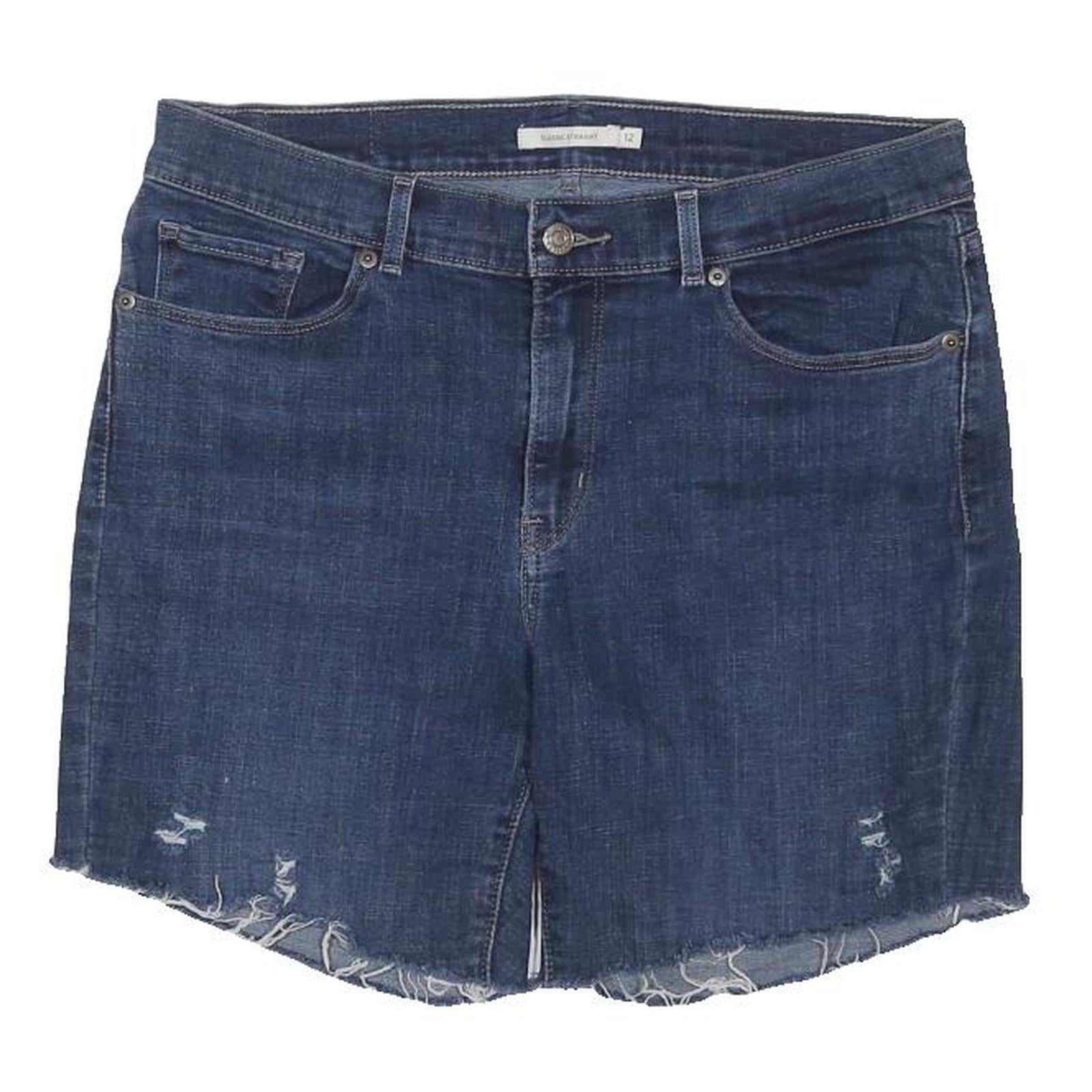 LEVI'S Womens Denim Blue Casual Shorts M W32 Raw Edge Distressed Hem