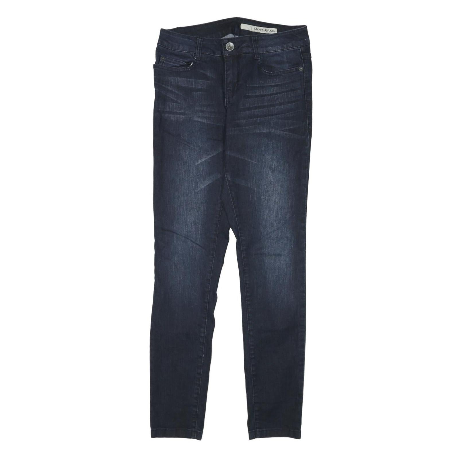 DKNY Womens Slim Blue Denim Jeans Cotton Blend Zip W28 L31 Stylish Fit