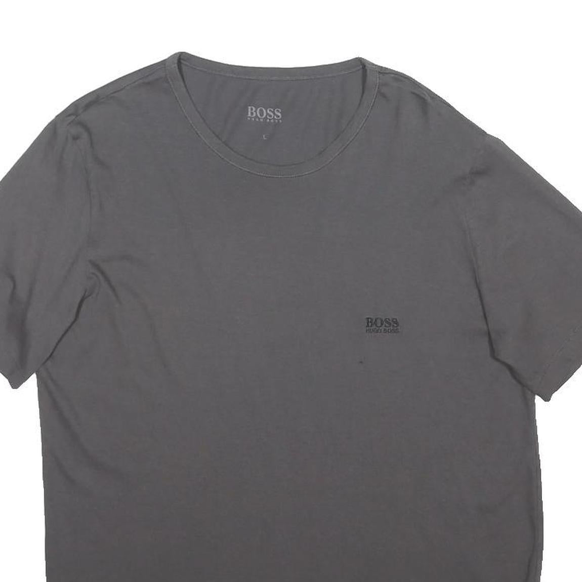 BOSS HUGO BOSS Mens Grey Modern T-Shirt L Short Sleeve Crew Neck Cotton Blend