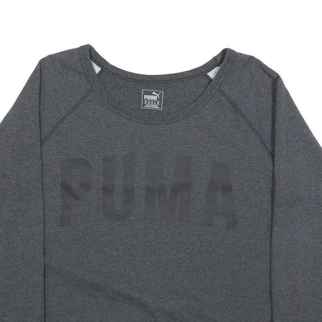 PUMA Womens Grey Cotton Blend Crew Neck Sweatshirt UK 16 Casual Sportswear