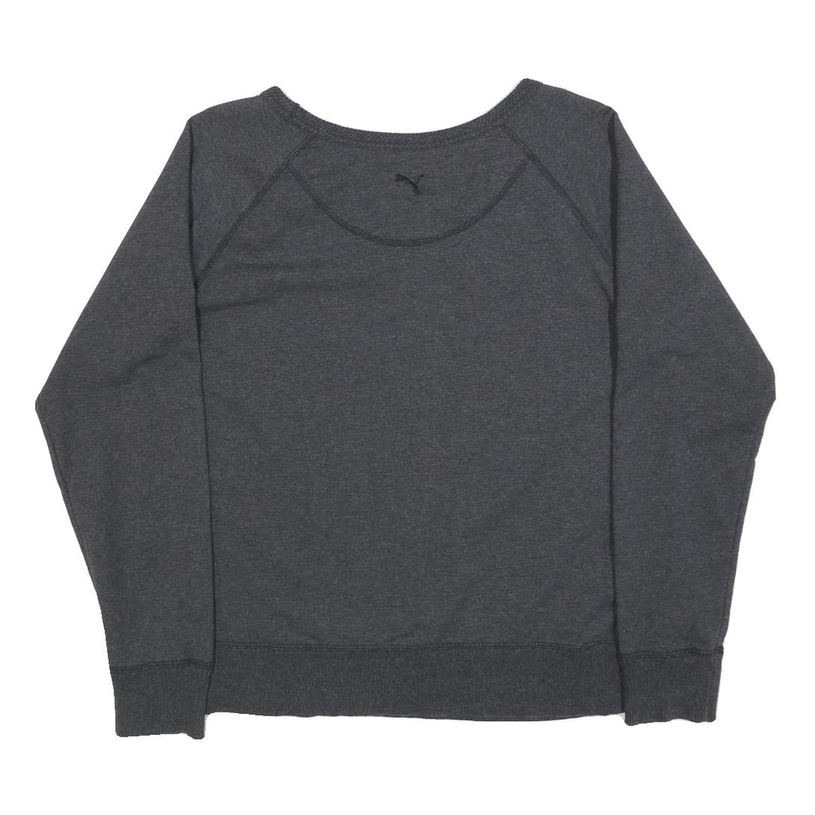 PUMA Womens Grey Cotton Blend Crew Neck Sweatshirt UK 16 Casual Sportswear