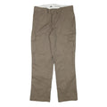DICKIES Mens Regular Beige Cotton Blend Trousers W36 L31 Cargo Zip Closure