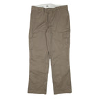 DICKIES Mens Regular Beige Cotton Blend Trousers W36 L31 Cargo Zip Closure
