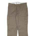 DICKIES Mens Regular Beige Cotton Blend Trousers W36 L31 Cargo Zip Closure