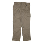 DICKIES Mens Regular Beige Cotton Blend Trousers W36 L31 Cargo Zip Closure