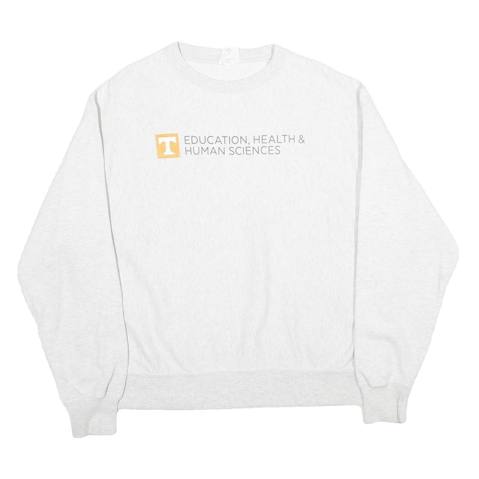 CHAMPION REVERSE WEAVE Mens White Education Health & Human Sciences Crew Neck L