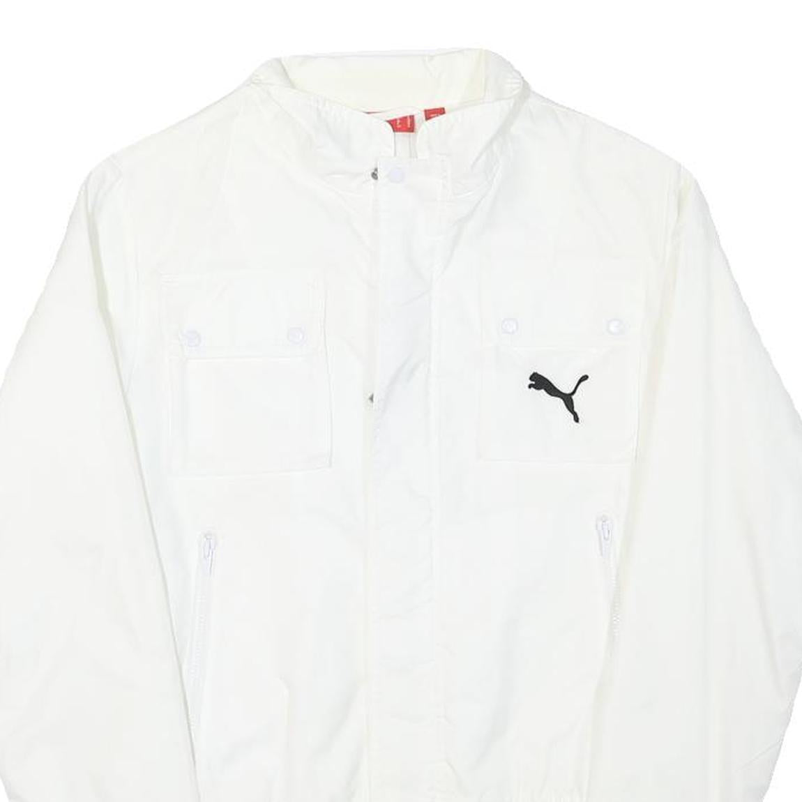 PUMA Womens White Polyester Blend Bomber Jacket UK 10 Plain Zip Casual Outerwear
