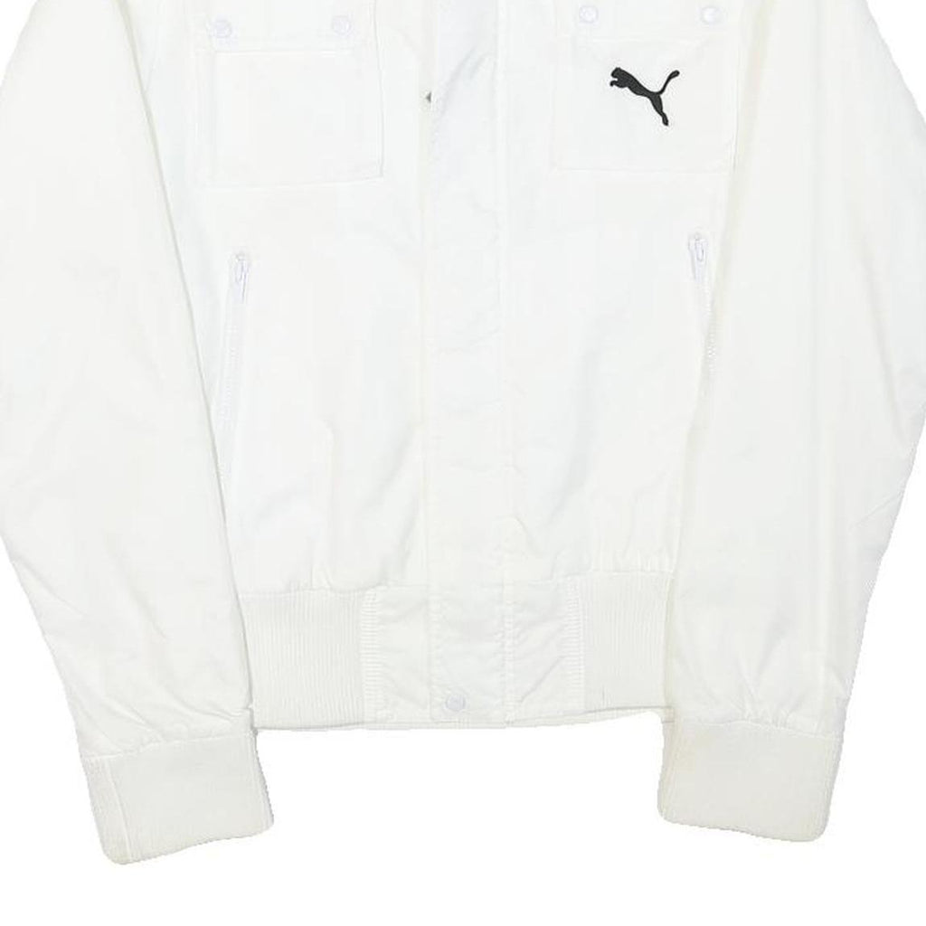 PUMA Womens White Polyester Blend Bomber Jacket UK 10 Plain Zip Casual Outerwear