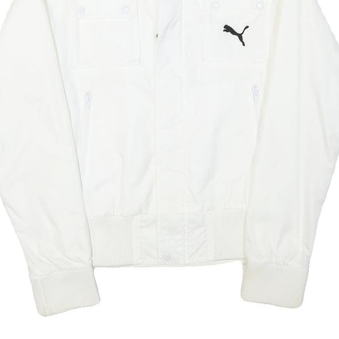 PUMA Womens White Polyester Blend Bomber Jacket UK 10 Plain Zip Casual Outerwear