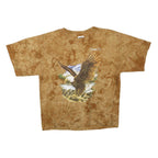 TULTEX Womens Brown Tie Dye Eagle Graphic T-Shirt L Short Sleeve Crew Neck