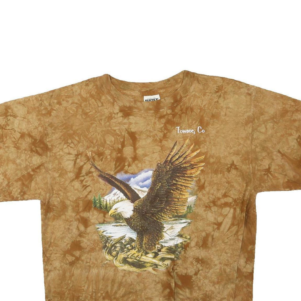 TULTEX Womens Brown Tie Dye Eagle Graphic T-Shirt L Short Sleeve Crew Neck