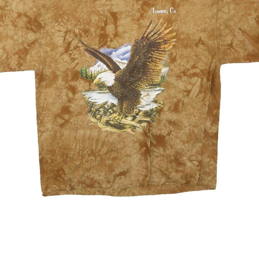 TULTEX Womens Brown Tie Dye Eagle Graphic T-Shirt L Short Sleeve Crew Neck