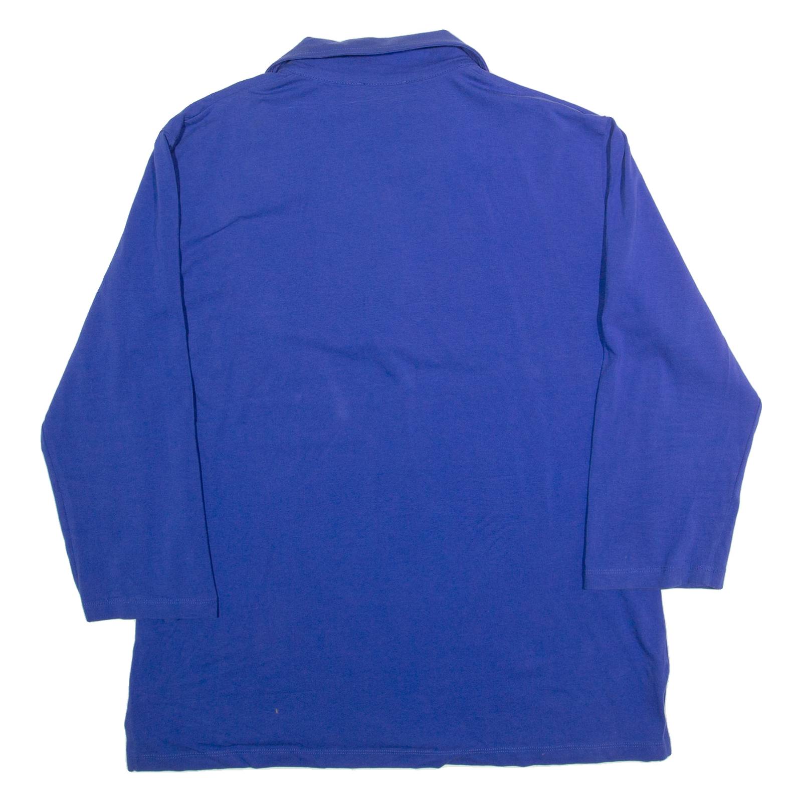 DORABELLA Womens Top Blue Collared 3/4 Sleeve 90s L