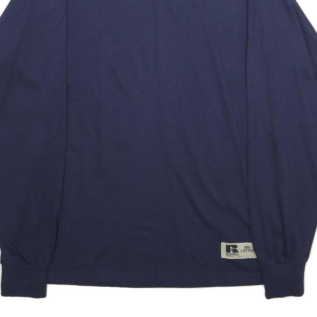 RUSSELL ATHLETIC Mens Navy Blue Long Sleeve Mock Neck Cotton T-Shirt M