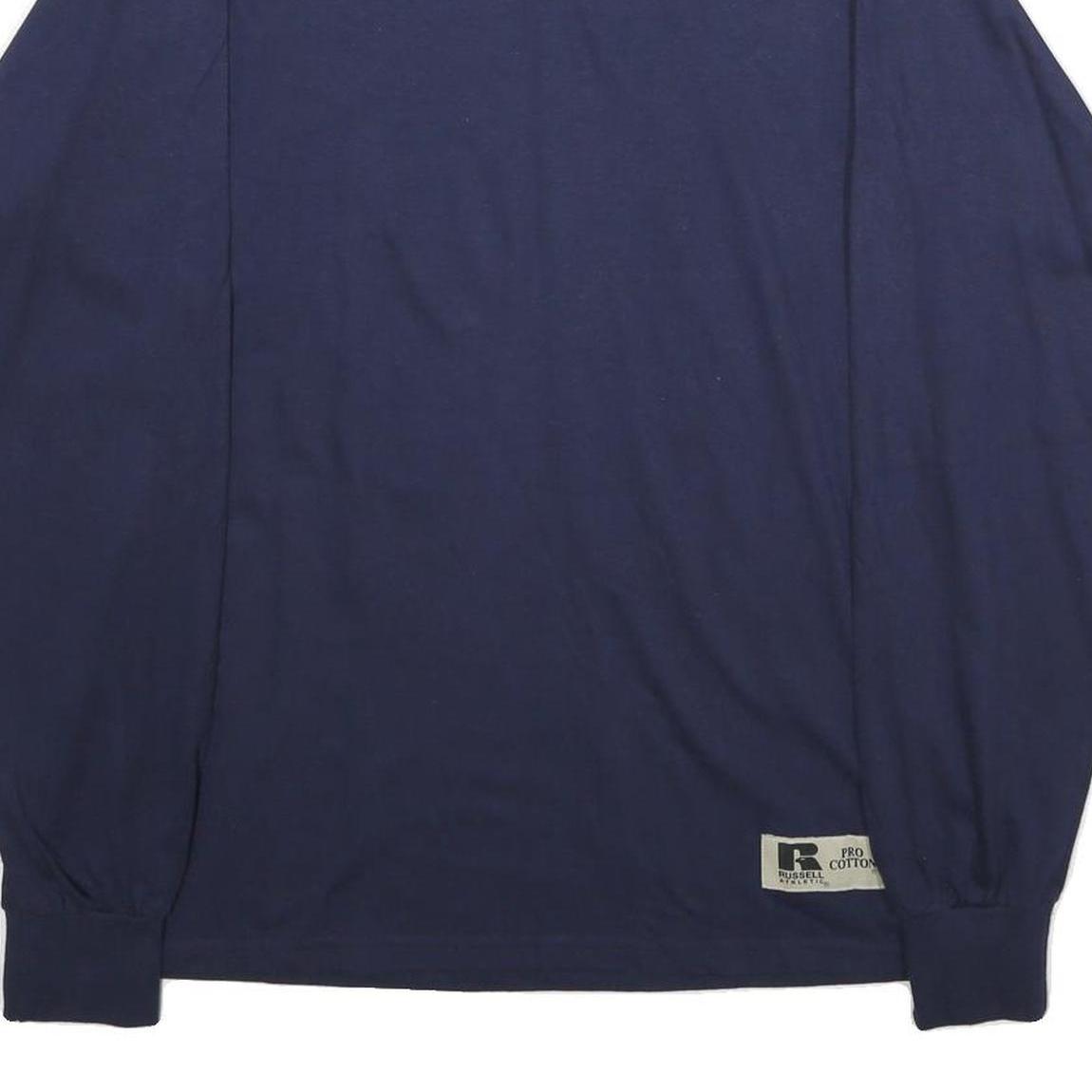 RUSSELL ATHLETIC Mens Navy Blue Long Sleeve Mock Neck Cotton T-Shirt M